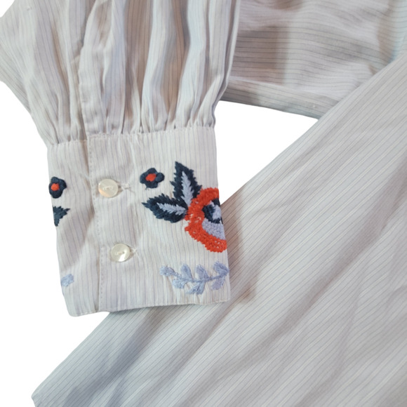 L.O.G.G. Label Of Graded Goods H&M Embroidered Cotton Blouse Women's Size 12 - Picture 7 of 11